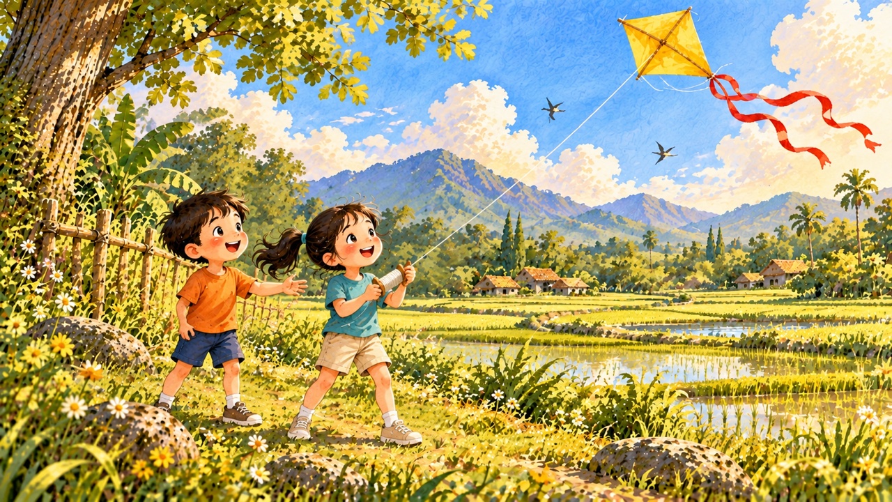 Tranh trang 6: An đưa cuộn dây cho Bình: “Đến lượt cậu nhé!”