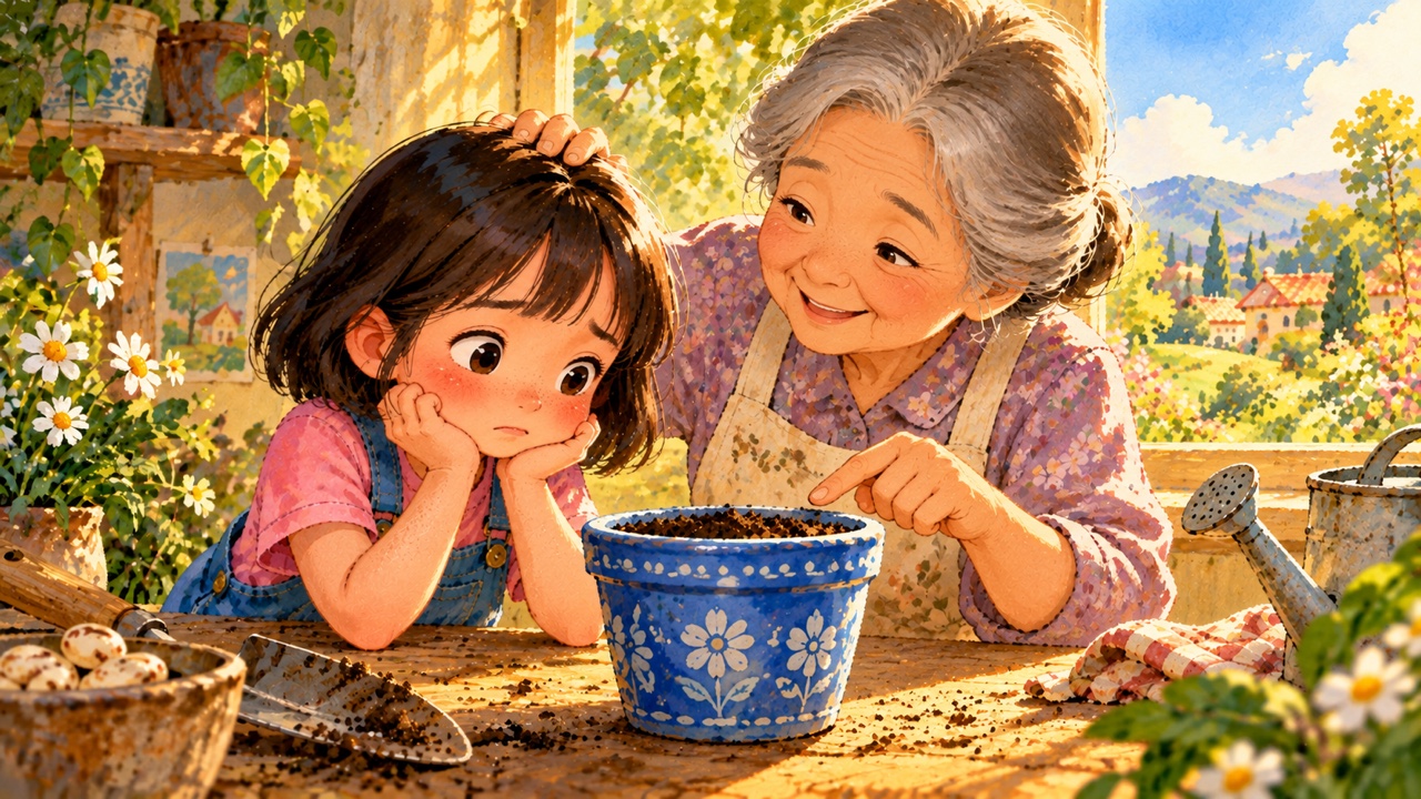 Tranh trang 3: Sáng hôm sau, Mây chạy tới nhìn