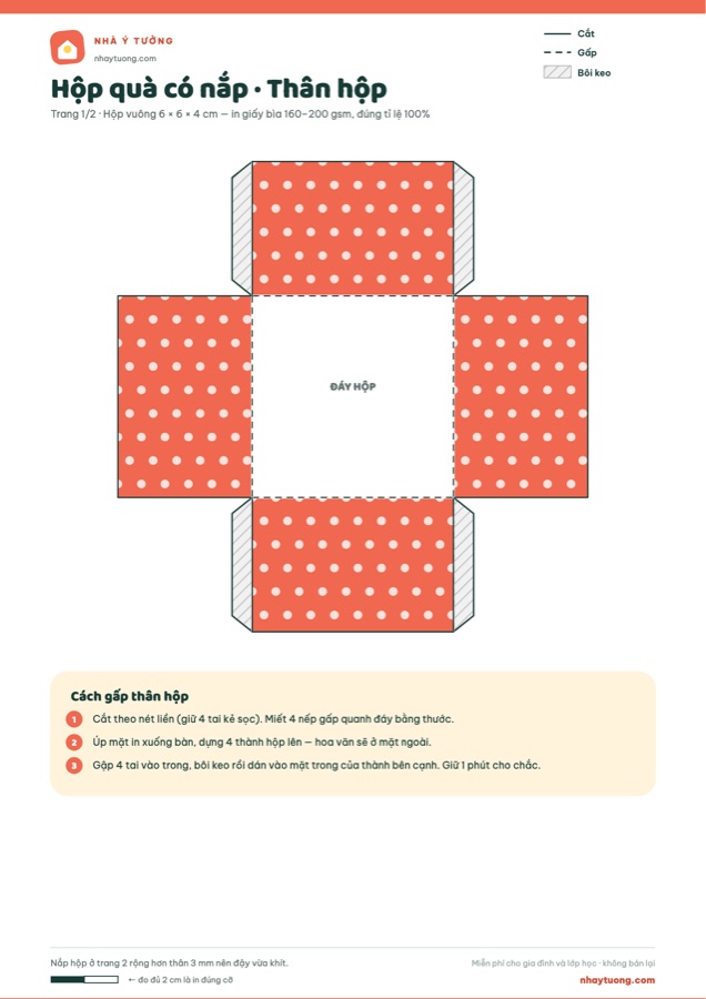 Hộp quà có nắp 6 × 6 × 4 cm kèm thẻ tặng