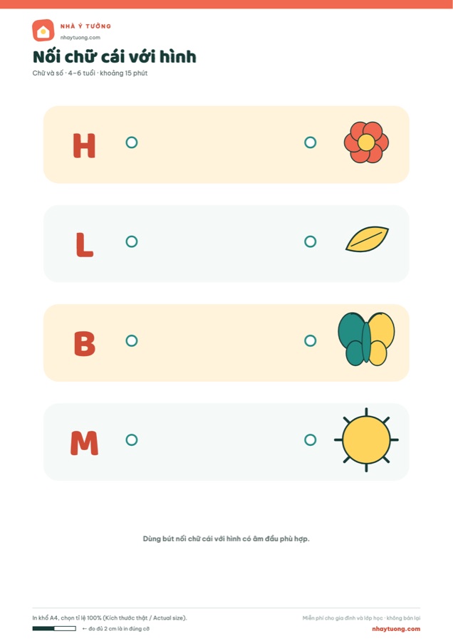 Nối chữ cái với hình