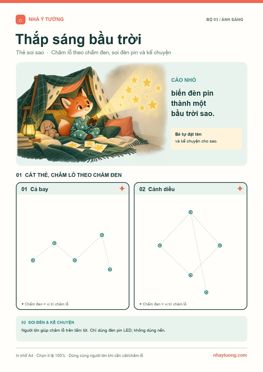 Thẻ soi sao: cáo nhỏ thắp sáng bầu trời